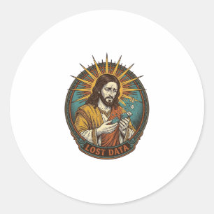 Sticker Rond Lecteur flash USB écrasé Jésus Perte de données Hu