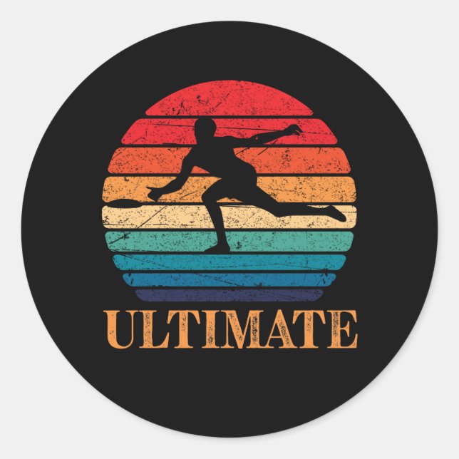Sticker Rond Lecteur Frisbee Retro Ultimate Lecteur Flying Disk (Devant)