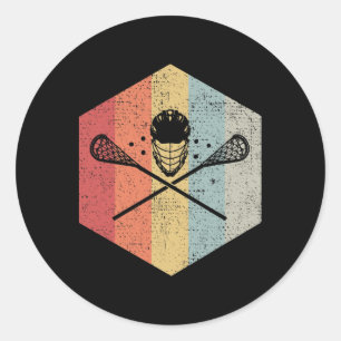 Sticker Rond Lecteur Lacrosse vintage I Casque Lacrosse Et Stic