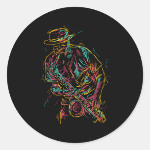 Sticker Rond Lecteur saxophone Abstrait