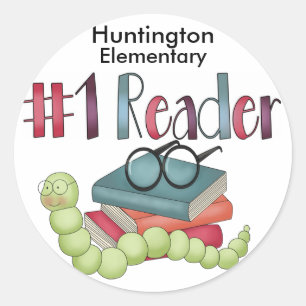 Sticker Rond Lecteur Star de ver de livre - SRF