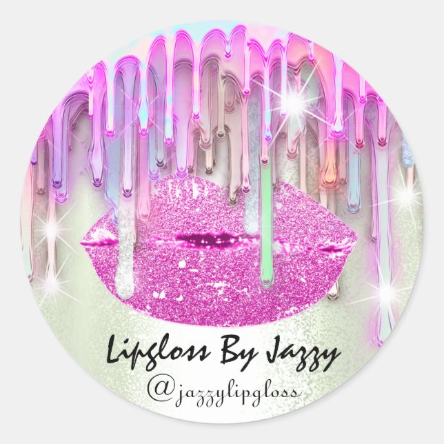 Sticker Rond Lecteurs de maquillage Lipgloss Emballage Pink Min (Devant)
