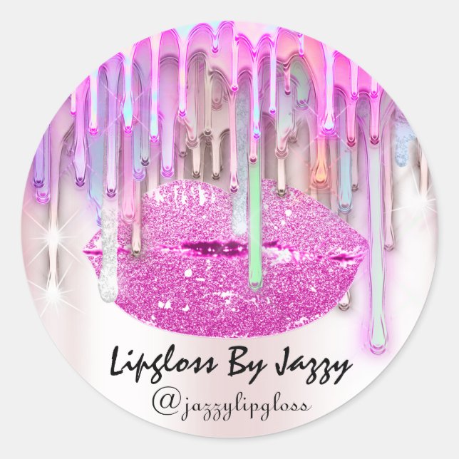 Sticker Rond Lecteurs de maquillage Lipgloss Emballage Rose Cla (Devant)