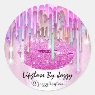 Sticker Rond Lecteurs de maquillage Lipgloss Emballage rose Ver
