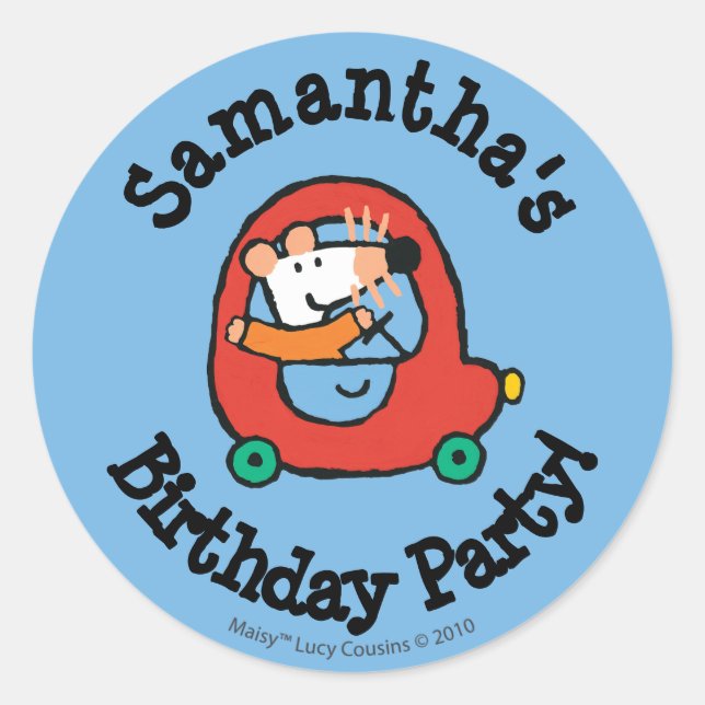 Sticker Rond Lecteurs de marguerite une jolie voiture rouge (Devant)