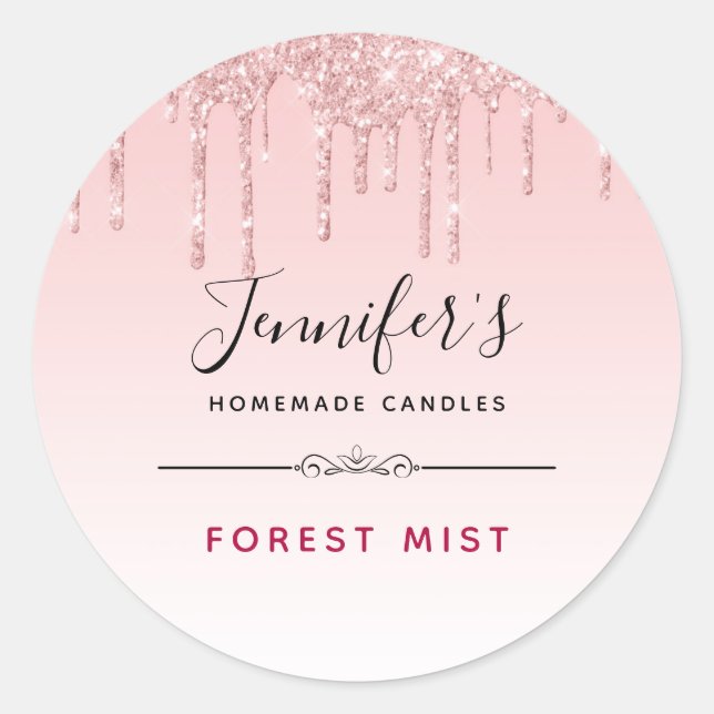 Sticker Rond Lecteurs de Parties scintillant rose moderne bougi (Devant)