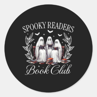 Sticker Rond Lecteurs éffrayants Book Club Funny Ghost Enseigna
