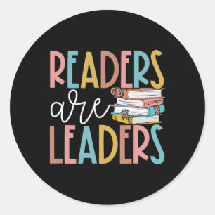 Sticker Rond Lecteurs Sont Leaders Lecture Amoureux Des Livres 