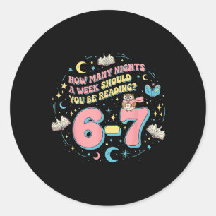 Sticker Rond Lecture Amusante 67 Six Sept Mème Professeur d'Ang