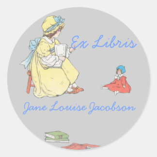 Sticker Rond Lecture de la fille sur la plaque d'immatriculatio