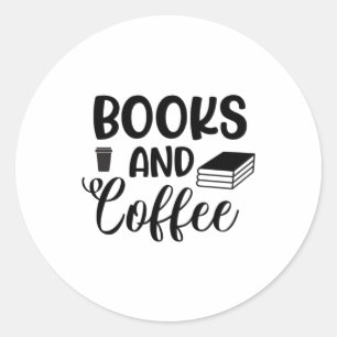 Sticker Rond Lecture De Livres D'Art Et Café