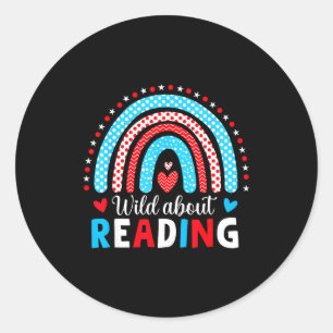 Sticker Rond Lecture de livres lecteur amateur bibliothécaire e