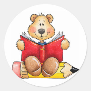Sticker Rond Lecture d'ours de nounours