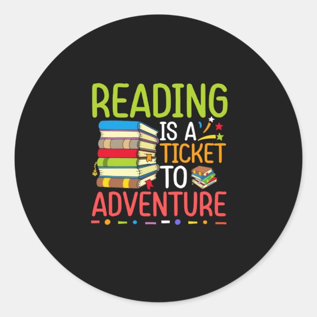 Sticker Rond Lecture Est Un Billet Pour Adventure Library Stude (Devant)