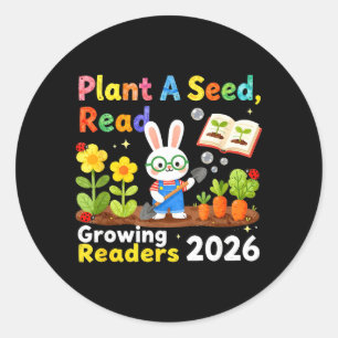 Sticker Rond Lecture estivale 2026 Plantez une graine Lisez Cro