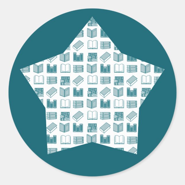 Sticker Rond Lecture turquoise et écriture Motif sur Star (Devant)
