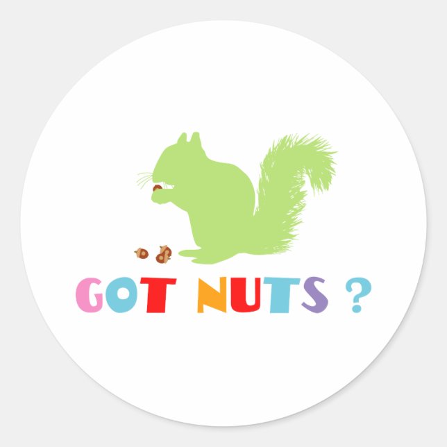Sticker Rond L'écureuil a des noix ? (Devant)