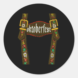Sticker Rond Lederhosen Suspendants Oktoberfest Bavarian Munich