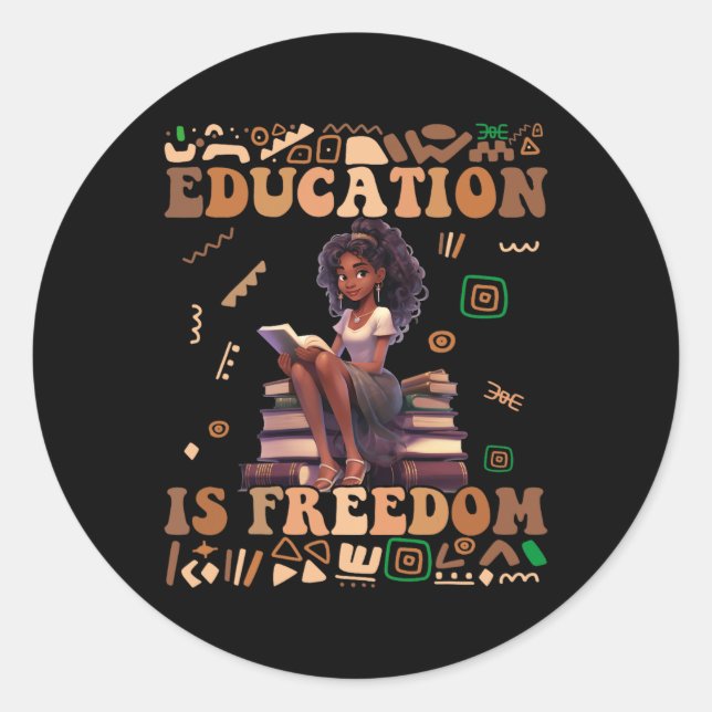 Sticker Rond L'éducation est la liberté Mois de l'histoire des  (Devant)