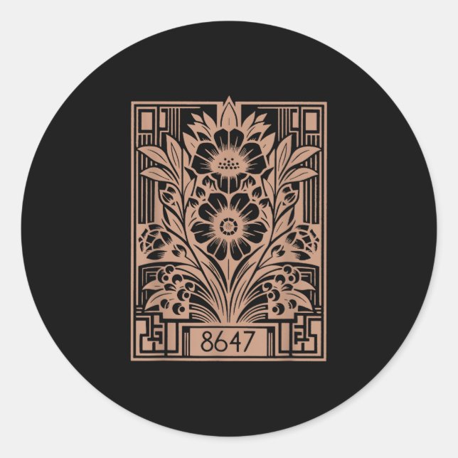 Sticker Rond Leftist, 86 47 Anti Trump, Feministe Florale (Devant)