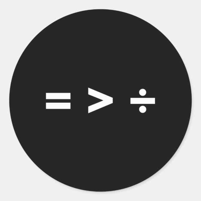 Sticker Rond L'égal est supérieur à la division signe mathémati (Devant)