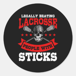 Sticker Rond Légalement Battre Les Gens Avec Des Bâtons Lacross