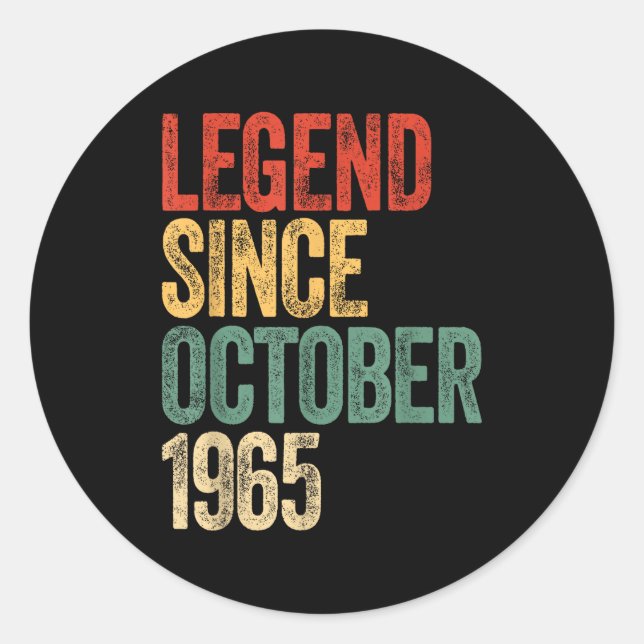 Sticker Rond Legend 1965 60th Birthday For Men Women 60 Years O (Devant)