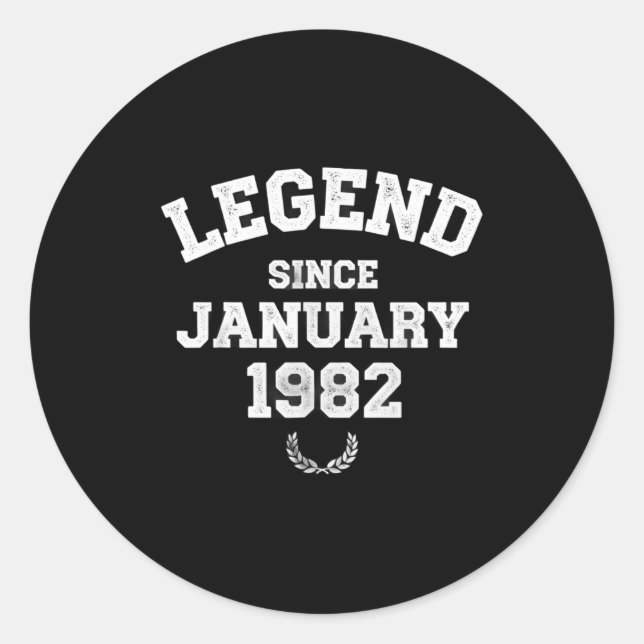 Sticker Rond Legend Since 1982 For Men Women Birthday Outfit Me (Devant)