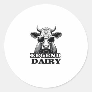 Sticker Rond Légendaire T-shirt graphique drôle de fermier lait