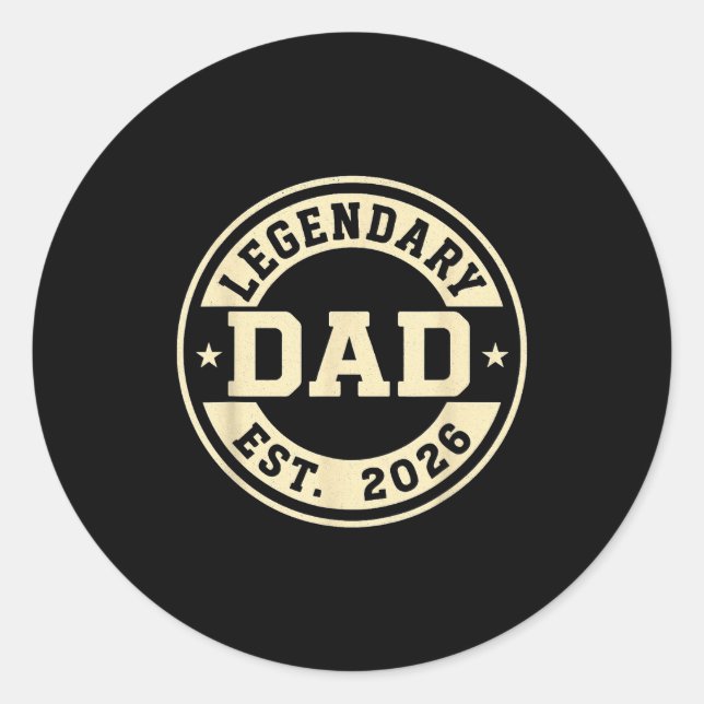 Sticker Rond Legendary Dad Established 2026 Celebrate Father Ne (Devant)