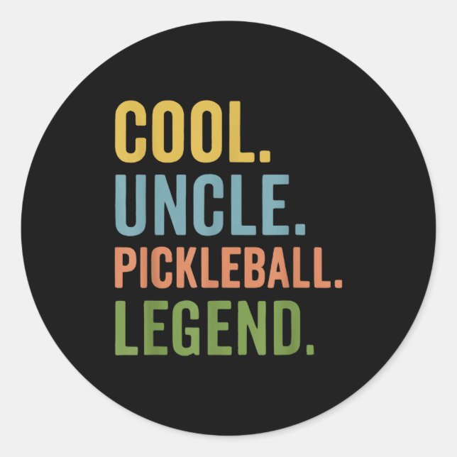Sticker Rond Légende cool oncle pickleball (Devant)