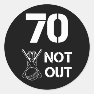 Sticker Rond Légende de cricket senior 70 ans et pas hors servi