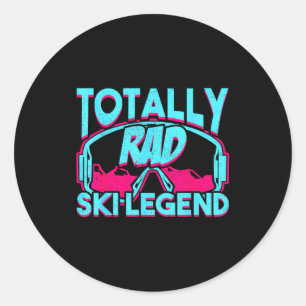 Sticker Rond Légende de ski rad rétro vintage tenue de ski 80s