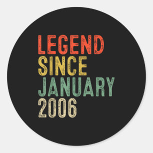 Sticker Rond Légende depuis janvier 2006 Cadeaux pour 20 ans 20