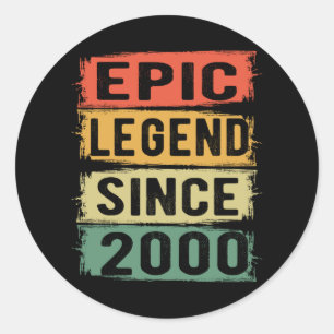 Sticker Rond Légende Épique Depuis 2000 Vintage Cadeau d'annive