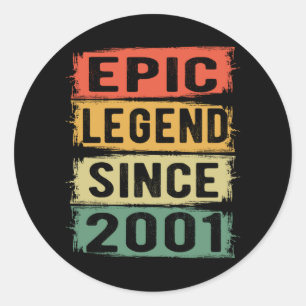 Sticker Rond Légende Épique Depuis 2001 Vintage 2001 Cadeau d'A