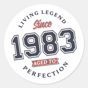 Sticker Rond Légende vivante 1983 Âgé à la perfection