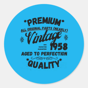 Sticker Rond Légendes Vintage Hommes Nées En 1958 Performance