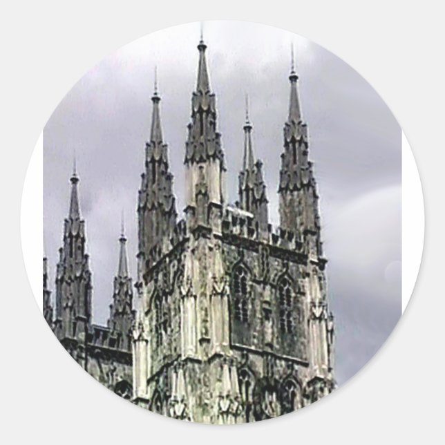 Sticker Rond L'église de l'Angleterre Cantorbéry se développe (Devant)