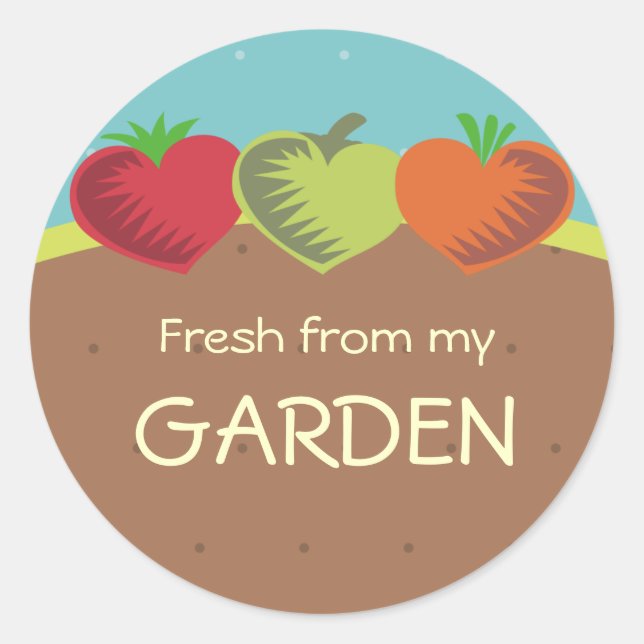 Sticker Rond légumes du coeur saine repas jardinage amour ... (Devant)