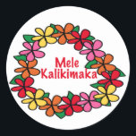 Sticker Rond Lei Hawaiian Christmas<br><div class="desc">Nos T-shirts de Noël hawaïens Featuring bright Lei est le cadeau parfait pour tous les amoureux de Hawaii sur votre liste de courses de vacances. Garanti d'obtenir un grand sourire ensoleillé! ! ! Mele Kalikimaka (joyeux Noël) à vous !</div>