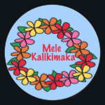 Sticker Rond Lei Hawaiian Christmas<br><div class="desc">Nos T-shirts de Noël hawaïens Featuring bright Lei est le cadeau parfait pour tous les amoureux de Hawaii sur votre liste de courses de vacances. Garanti d'obtenir un grand sourire ensoleillé! ! ! Mele Kalikimaka (joyeux Noël) à vous !</div>