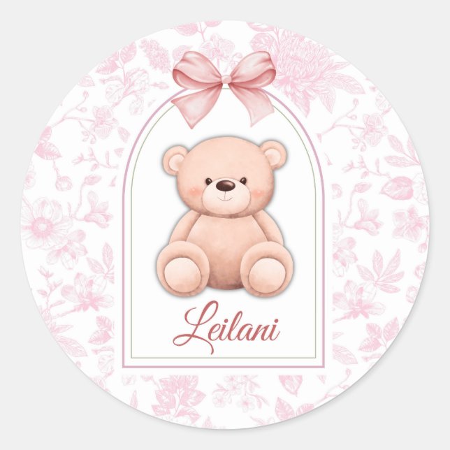 Sticker Rond Leilani | Conception personnalisée d'ours en peluc (Devant)
