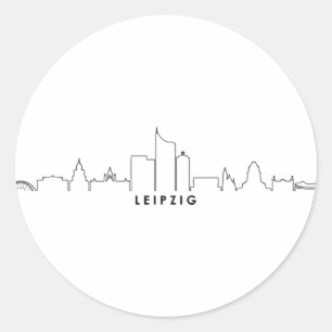 Sticker Rond LEIPZIG Allemagne City Skyline Silhouette
