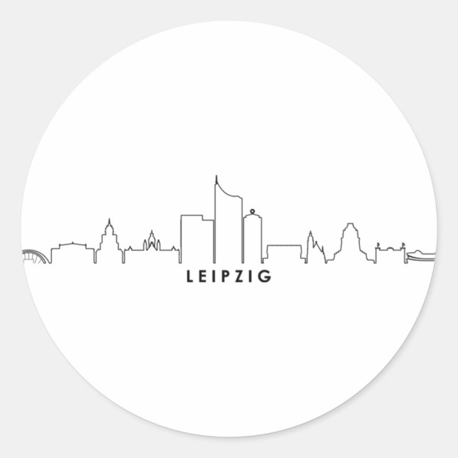 Sticker Rond LEIPZIG Allemagne City Skyline Silhouette (Devant)