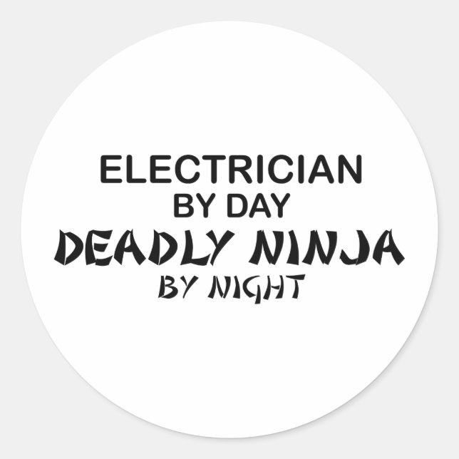 Sticker Rond L'électricien meurt Ninja par nuit (Devant)