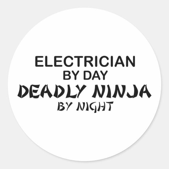 Sticker Rond L'électricien meurt Ninja par nuit (Devant)