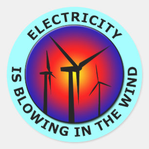 Sticker Rond L'Électricité Est En Train De Briller Dans Le Vent