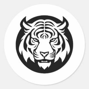 Sticker Rond L'élégant Tigre Art dans un style minimaliste