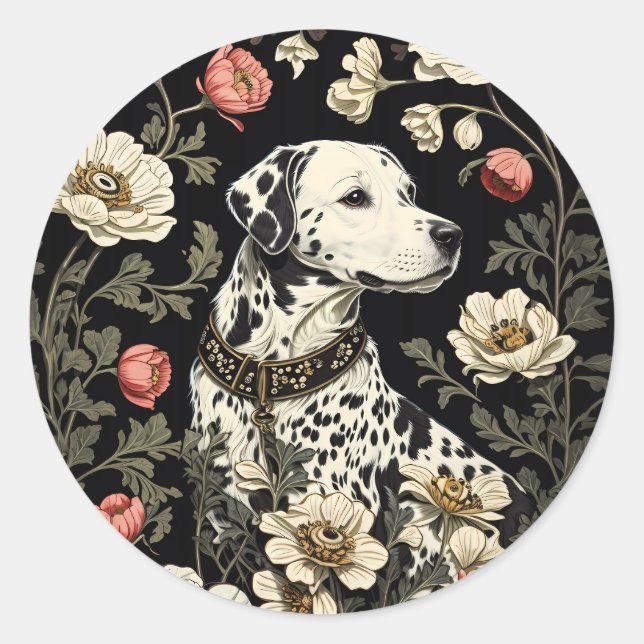 Sticker Rond L'élégante Dalmatie William Morris Inspiré (Devant)